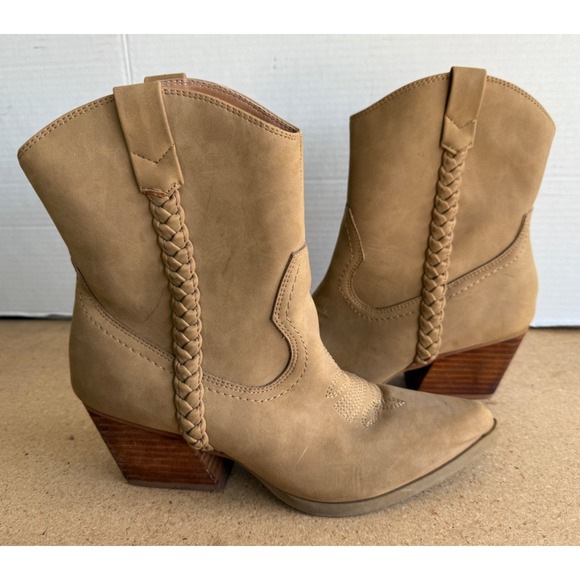 Report Women Sz‎ 7.5 Ankle Cowboy Boots Kalani Boho Western Braided Leather Boho - Picture 3 of 12